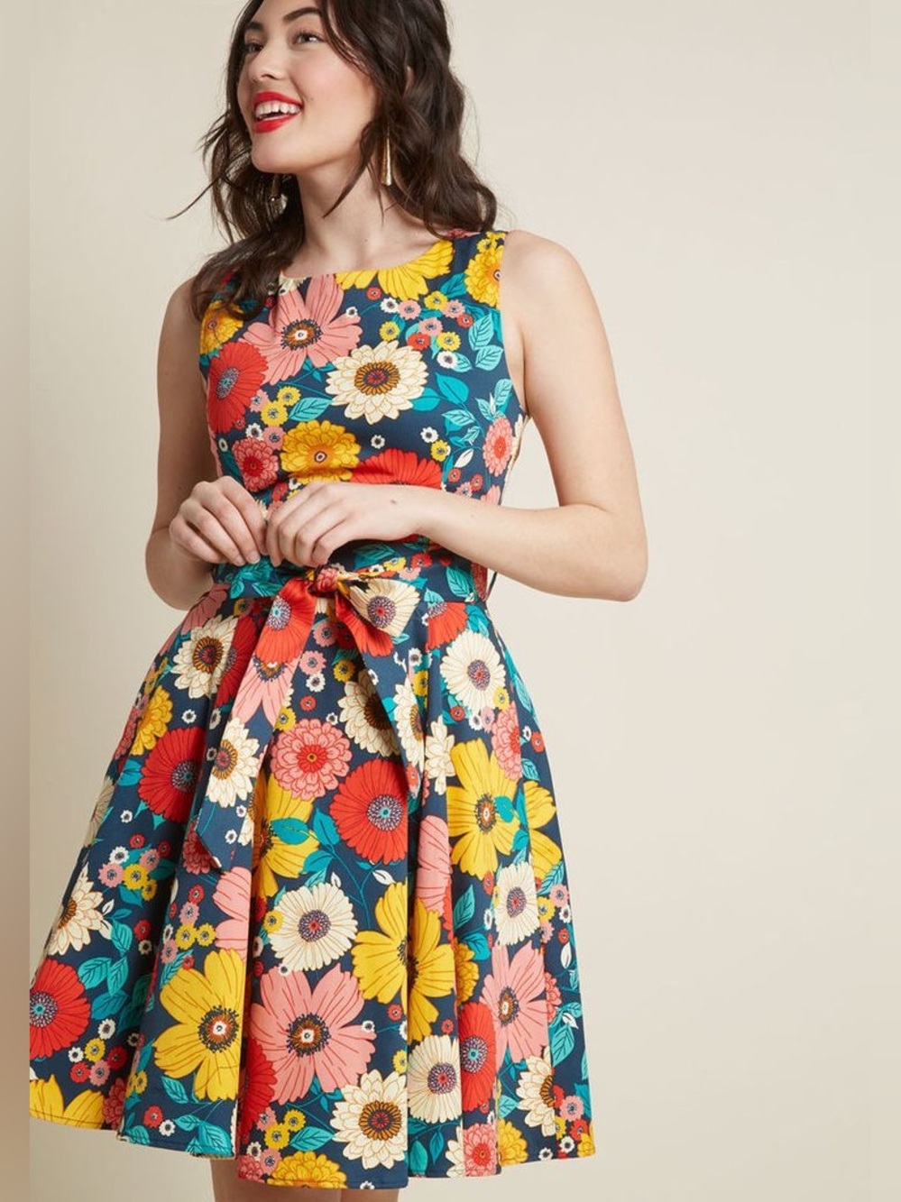 BNWT Ixia for Modcloth Hour by Flower Mod Floral Retro Midi Dress size 1X